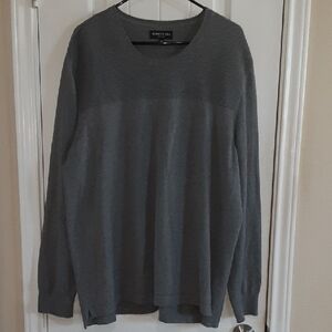 Kenneth Cole New York Cotton Cashmere Blend Grey Ribbed Crewneck Sweater XXL
